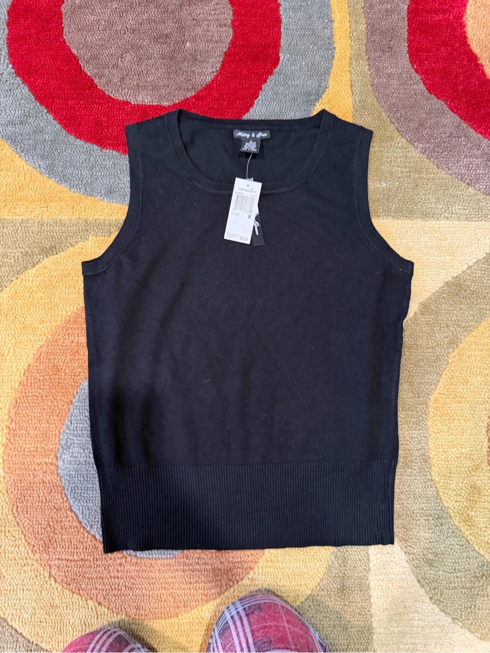 NWT Audrey & Grace Sweater Knit Black Sleeveless Tank Top Women’s Size Medium